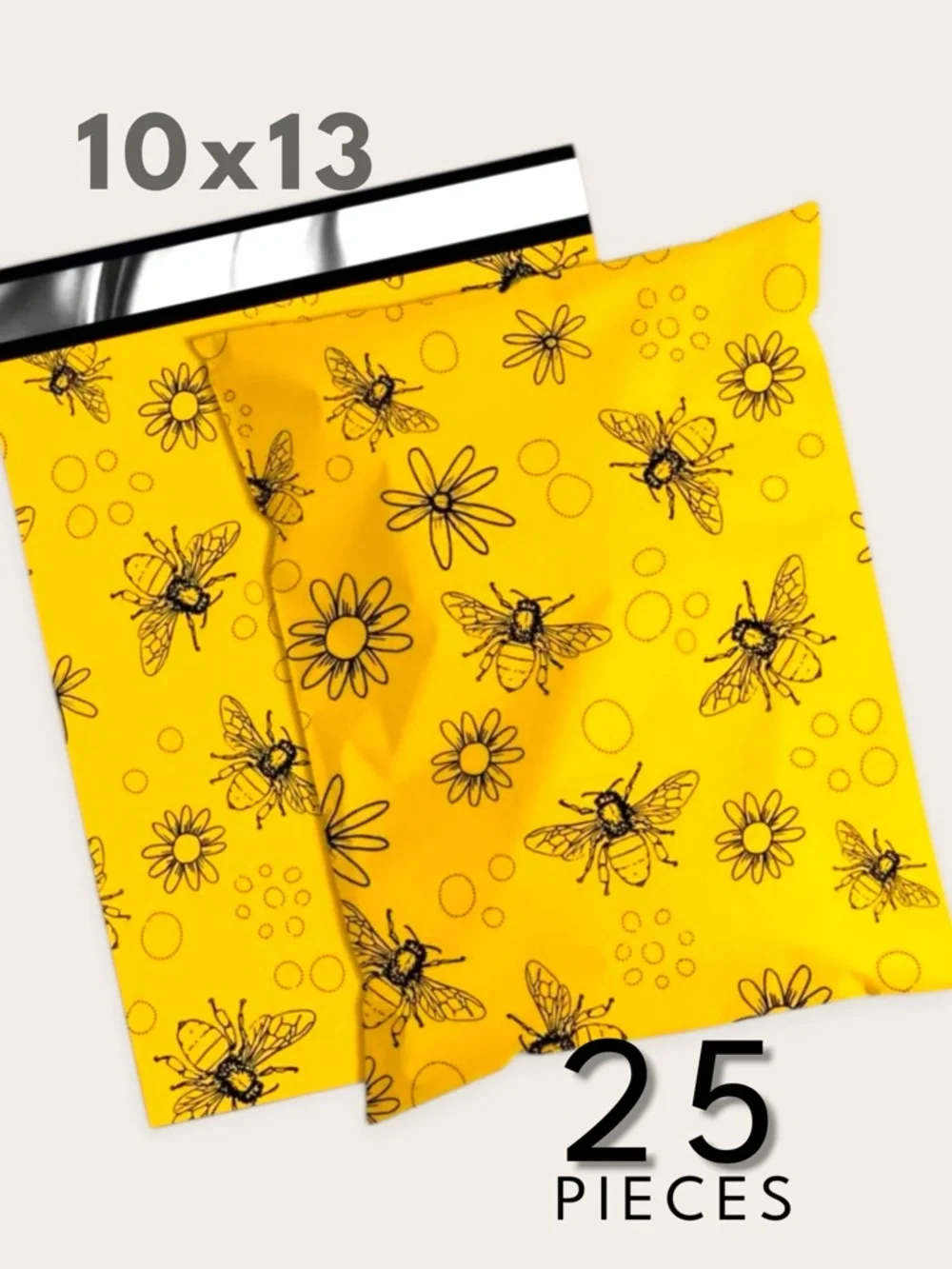 10x13 Polymailers 25 Pack Yellow Bee Summer Shipping Bags Boutique Mailers